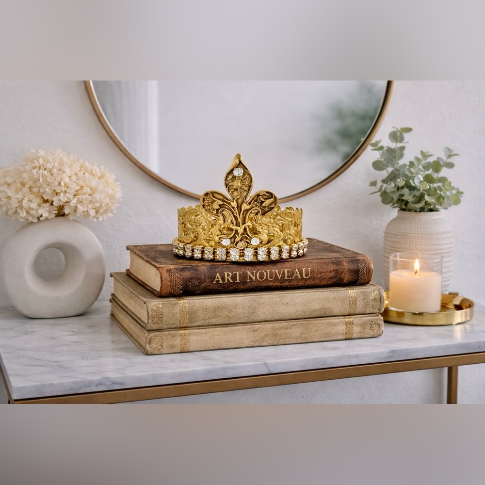 Art Nouveau Decor Crown – Fleur-de-Lis Floral Crown, Nature-Inspired Statement